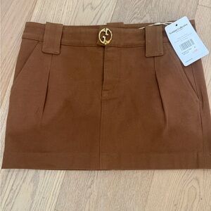 Gucci Brown Mini Skirt with Gold GG Accent